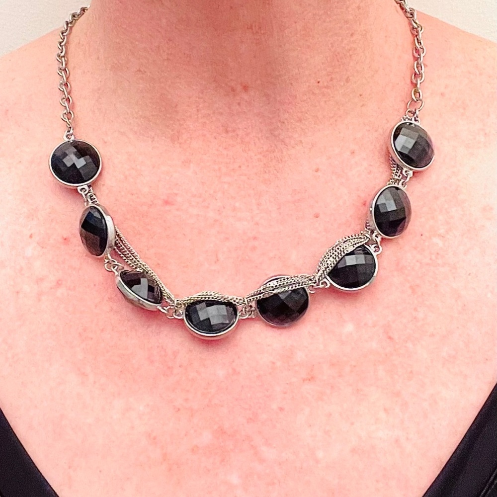 Simply Vera Vera Wang Silver Chain & Black Beaded Necklace
